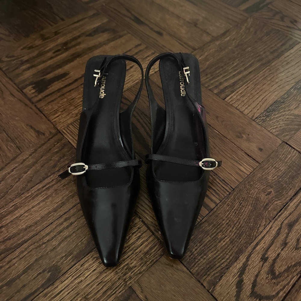 LARROUDE BLACK LEATHER INES PUMP - Picture 8 of 11